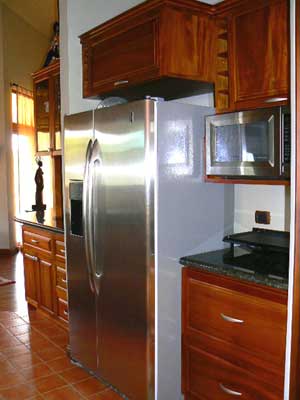 The fine kitchen appointments include this massive refrigerator.